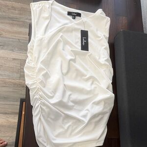 Lulu's Cream Asymmetrical Ruched Women's Top